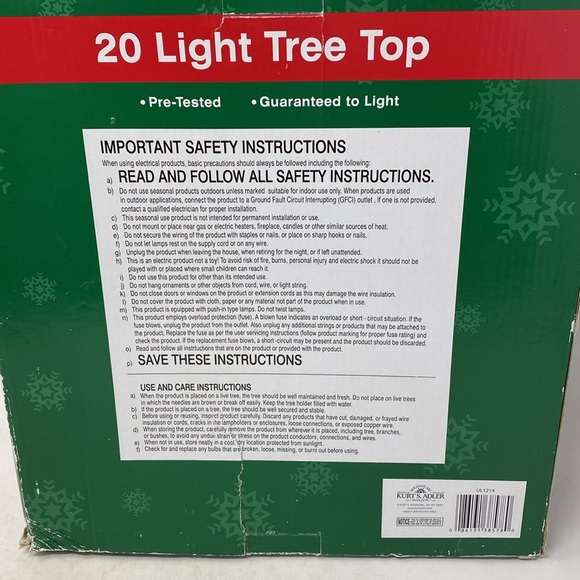 NIB Kurt Adler Gold Star 20 Light Tree Top - Picture 6 of 10